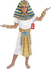 Boys Egyptian Pharaoh Costume + Headpiece M - XL Kids King of Egypt Halloween