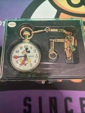 Bradley Time Disney Mickey Mouse Pocket Watch Set w/ Chain in Box