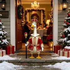 Christmas Porch Goose Outfit King Queen Couple Suit Xmas Holiday Decor