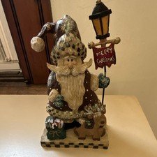 Christmas Santa Figurine w/ Merry Christmas Sign, Lamp Post, Reindeer, Gifts