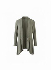CURE Women's Olive Green Cardigan Large Button Front Long Sleeve Sweater Stretch