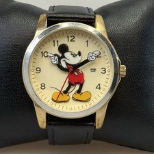 Disney Mickey Mouse Pie Eye Vintage Watch 41mm Time Date Pointing Hands EUC
