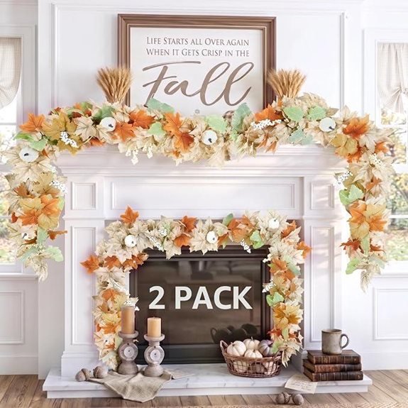 Neutral Fall Garland for Home Decor (2 Pack)