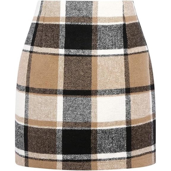 Kinghua Women's Wool Plaid Mini Bodycon Skirt