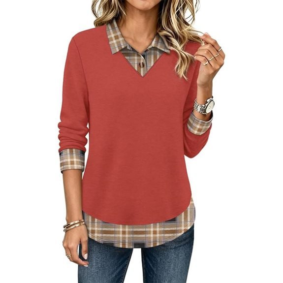 OFEEFAN Womens Polo Shirts Long Sleeve Fall Teachers Outfits Tunic Tops