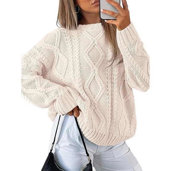 Trendy Queen Women's Oversized Cable Knit Sweaters 2026 Fall Outfits