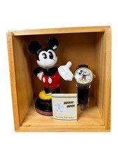 Fossil Gold Limited Edition Mickey Mouse Watch w Figurine #118/1000 LI1562 VTG !