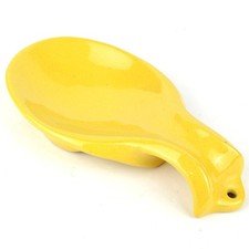 Frankoma Pottery Spoon Rest 4Y Yellow MCM Kitchen Decor - Vintage
