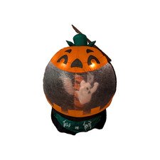 Gemmy Airblown Inflatable Rotating Pumpkin Globe With Ghosts Lightup 6' Tall