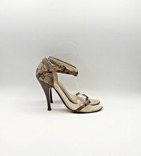 Gucci Brown Canvas GG Monogram Strappy Stiletto Heels Vintage Y2K Size EU 35