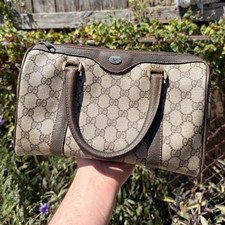 Gucci GG Pattern Beige/Brown Vintage Boston Bag
