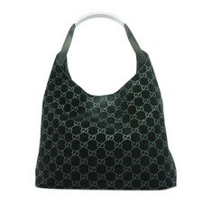 GUCCI Hobo GG Shoulder bag Suede Black Vintage Authentic From Japan