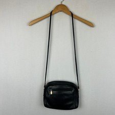 Gucci Vintage Crossbody Black Grained Leather Purse Bag Small