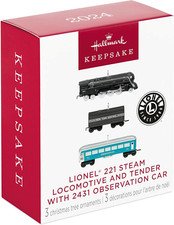 Hallmark Keepsake 221 Steam Locomotive & Tender w/ 2431 Observation Car SET of 3