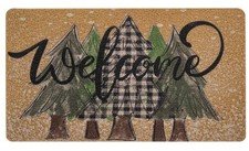 HinyBoeh Winter Pine Welcome-Doormat for Front Door Snowflake Coir Mat Backin...