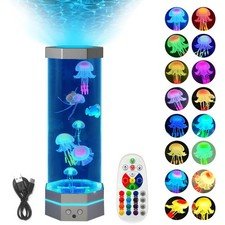 Jellyfish Lava Lamp 15" LED Night Light 17 Colors Remote Ocean Projector Decor