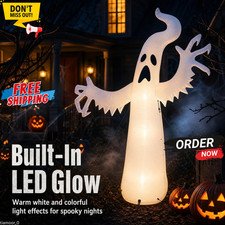 Large Inflatable Halloween Ghost Decor, Standing Ghost Yard Decoration, PVC Outd