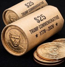 Lot of 2 Donald Trump 2026 Commemorative Coin Rolls - 25 Coins Each Roll