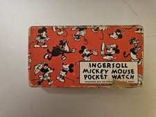 Mickey Mouse Ingersoll Pocket Watch With Original FOB In Original Box, 1933