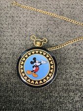 Mickey Mouse Vintage Pocket Watch With Chain Original Exclusive Tin Case Disney