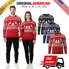 New Unisex Men Women Santa Xmas Christmas Novelty Fairisle Retro Jumper Sweater