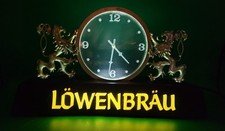Original 1980’s LOWENBRAU BEER Lighted Clock - WORKS GREAT! Cool Ornate Look!