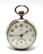 Pocket Watch OMEGA Open Face Hand Winding Case Steel 52mm 1915c Needs Servicing