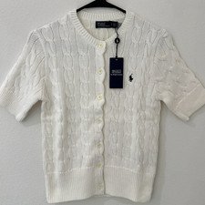 Polo Ralph Lauren Women’s Cable Knit Short Sleeve Cardigan White S