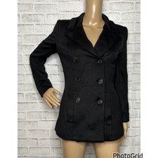 Prada black double breasted coat 40