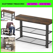 Rustic Wooden Shoe Rack Storage Bench