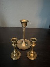 Set of 3 Brass Candlestick Holders