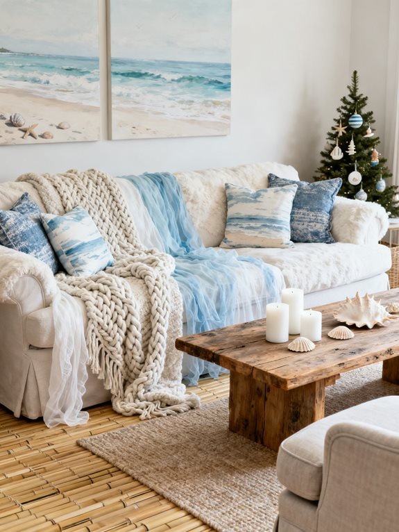textured coastal throw pillows