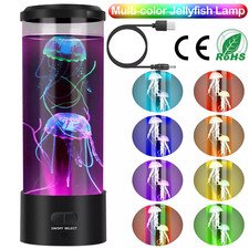 USB Electric Jellyfish Lava Lamp 8-color Changing Mood Night Light Decor Lamp