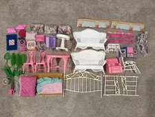 Vintage 1990s Barbie Furniture Huge Lot - Wicker, Dollhouse Pieces, Sold As-Is