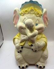 Vintage 50’s BRUSH MCCOY Baby Elephant Cookie Jar w/ice cream cone, Pastel 12”