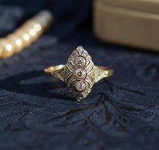 Vintage Art Deco Style Round Cut Simulated Diamond Ring, Sterling Silver RING