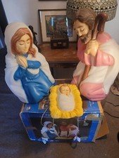 Vintage Blow Mold General Foam Plastics Set Of 3 Pieces Lighted Nativity