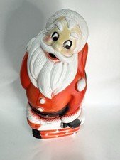 Vintage Blow Mold Santa Chimney 14" Tabletop Christmas Light Up No Cord No Brand