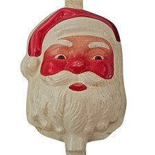 Vintage Blow Mold Santa Head Face Christmas Porch Mask Cover Wall Decor 8.5X5.5"