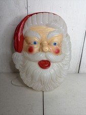 Vintage Blow Mold Santa Head Face Open Mouth 17 Inches Tested Works Made Canada