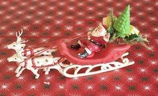Vintage Christmas 1960s Blow Mold Santa Sleigh