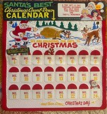 Vintage Christmas Advent Calendar, Santa and Reindeer, 1960s or 1970s, NOS, NOC