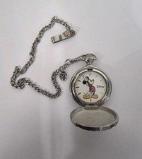 Vintage Disney Store Mickey Mouse Pocket Watch Silver Tone MU1046
