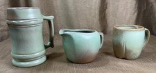 Vintage Frankoma Pottery Prairie Green Lot of 3: Stein M2 + Mug CG + Creamer 5A