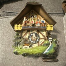 Vintage German E. Schmeckenbecher Black Forest Cuckoo Clock w/ musical sawmill
