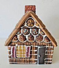 Vintage Ginger Bread Holiday House Ceramic Cookie Jar Made In Japan