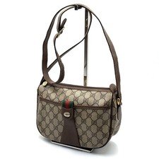 Vintage Gucci Shoulder Bag Crossbody purse PVC Leather Brown Authentic
