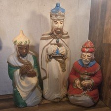 Vintage Lighted GENERAL FOAM Christmas Nativity Blow Molds 3 Kings Wise Men