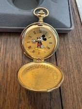 Vintage Pulsar Quartz Mickey Mouse Gold-tone Pocket Watch