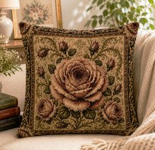 Vintage Rose Woven Pillow for Cozy Spaces